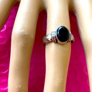 Modernist sterling silver Onyx ring